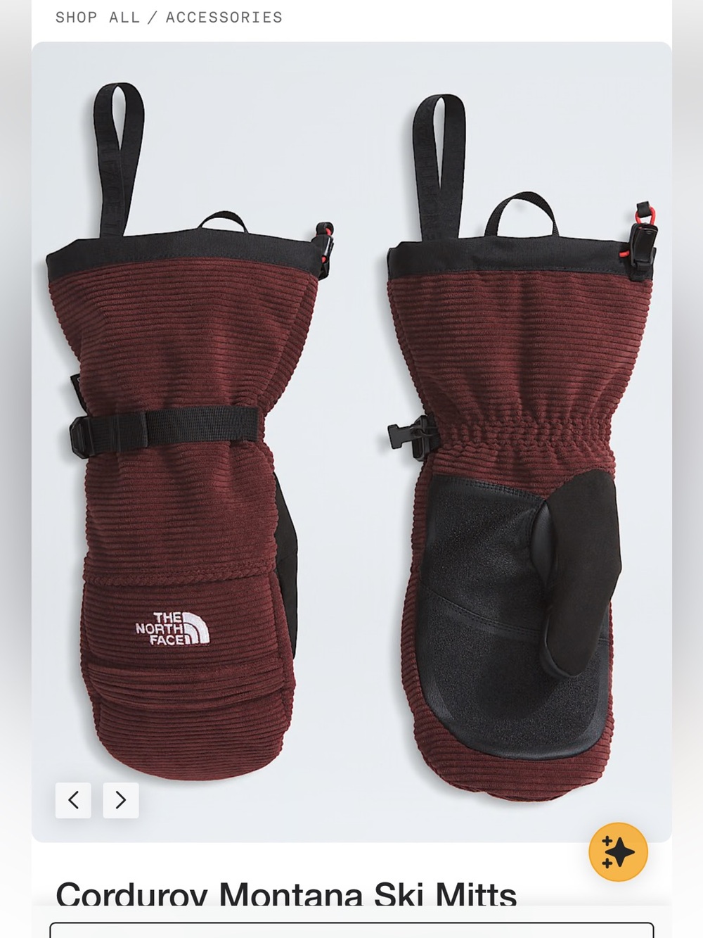 The North Face Corduroy Montana Ski Mitts